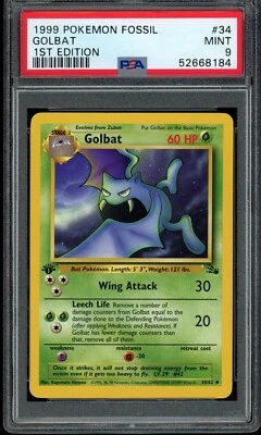 1999 Pokemon Fossil Unlimited 1st Edition Golbat #34 34/62 PSA 9 Fresh Grade! - Image 1 of 4