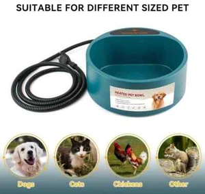 35W Heated Pet Water Bowl Waterproof Thermostatically Control AntiChew Cord 2.2L - Picture 1 of 18