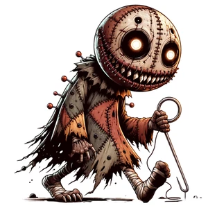 Calcomanía de muñeca cosida malvada - pegatina espeluznante - calcomanía de vinilo misteriosa - calcomanía de terror de 5" - Imagen 1 de 1