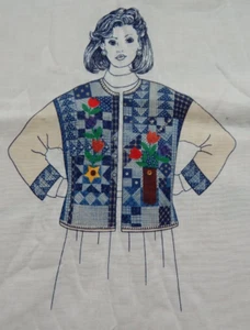 VTG DreamSpinners Cut & sew Fabric Panel "DENIM BLUES SWEATSHIRT JACKET" - Picture 1 of 3