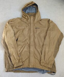 Marmot Jacket Mens Large Gold Hooded Full Zip Windbreaker Rain Hoodie Nylon 