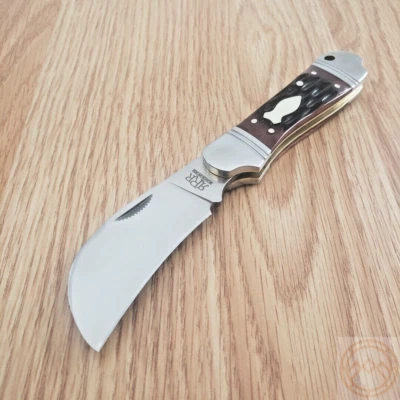 Rough Ryder Reserve Folding Knife D2 Tool Steel Hawkbill Blade Red Bone Handle - Image 1 of 4