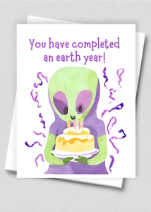 Set of 20 handmade alien birthday cards with white envelopes, bulk birthday card - Picture 1 of 1