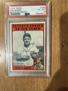 1972 TOPPS #348 SAL BANDO FOTO D'INFANZIA PSA 6 - Foto 1 di 1