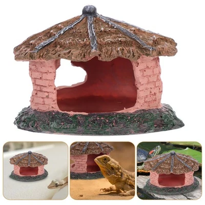  Cache Tortue Accessoire Pour Aquarium À Reptiles Grotte De Cachette - Photo 1/4