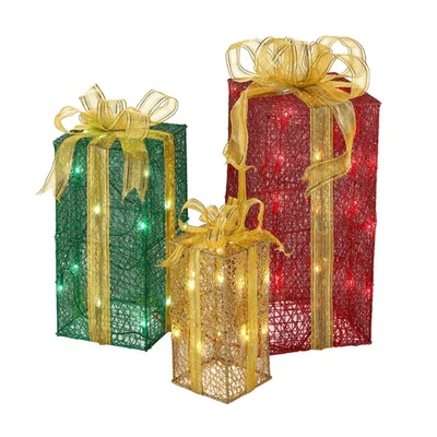 Decoração de Natal artificial iluminada conjunto de 3 peças inclui mini ligadura branca pré-cortada... - Imagem 1 de 4