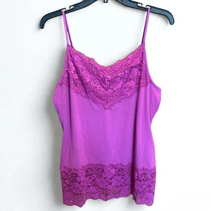 Camiseta sin mangas Y2K morada de encaje cami ribete floral festival boho coqueta elástica grande - Imagen 1 de 8