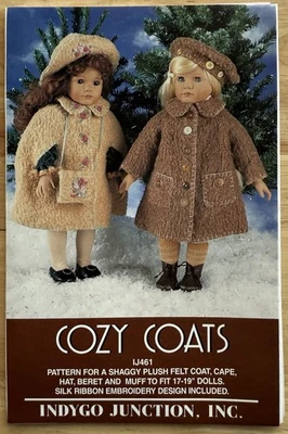 Indygo Junction Cozy Coats pattern To Fit 17”-19” Dolls Uncut - Image 1 of 2