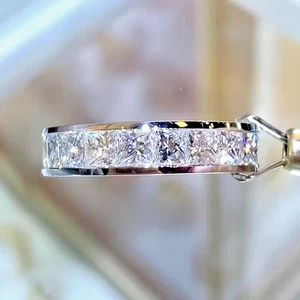 Luxus Edelstahl Silber Gold Ewigkeitsring Rund 2mm Quadrat Zirkonia Größentabell - Bild 1 von 7