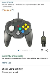 Nintedo 64 Controller Intech Style Warrior Brand New  - Foto 1 di 2