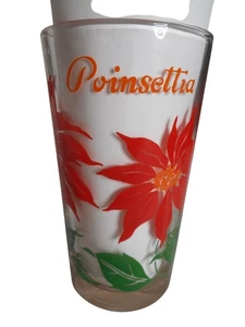 MCM Peanut Butter Juice Glass Tumbler Red / orange Poinsettia Estate find 5" #6 - Picture 1 of 5
