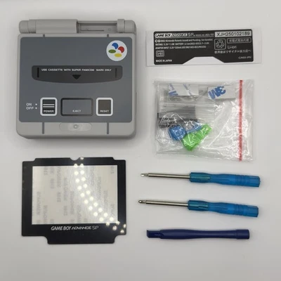Gameboy Advance SP Gehäuse SNES Edition Ersatzgehäuse Ersatzteil Displayglas - Bild 1 von 2