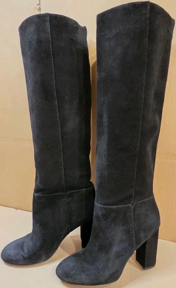Sam Edelman Mujer’s 7.5 Negro Gamuza Cuero Botas Hasta la Rodilla Caprice Tacón Bloque  Foto 1 de 4
