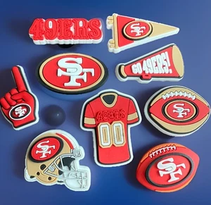 🔥9-Pack SAN FRANCISCO 49ers Shoe Charms For Crocs NFL Football Helmet Jersey - Picture 1 of 6