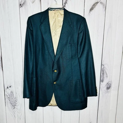 Blazer Vintage Lanvin Paris Talla 46L Verde L Lúpulo Dorado Metal Botones Parche Bolsillo Foto 1 de 4