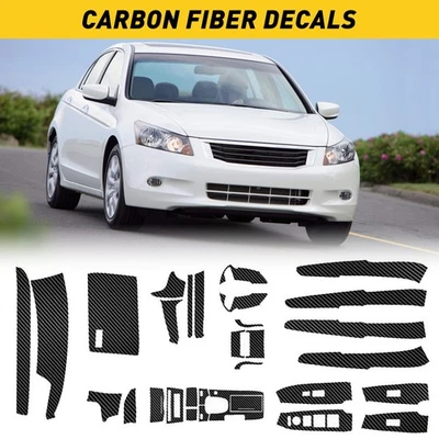 Glossy Carbon Fiber Interior Decal Trim Accessories For Honda Accord 2008-2012 - Image 1 of 4