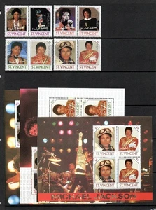 ST VINCENT MNH 1985 SG940-947 & MS948 MICHAEL JACKSON STAMPS/4 SHEETS/ (SPECIMEN - Picture 1 of 1