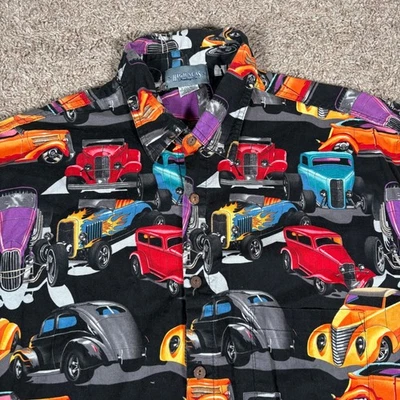 Camisa manga corta con botones High Seas Trading Co. XL estampado de coche Hot Rod Foto 1 de 4