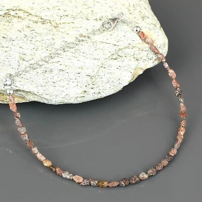 Natural Brown Diamond Uncut Nuggets Beads Sterling Silver Raw Rough Bracelet - Image 1 of 4