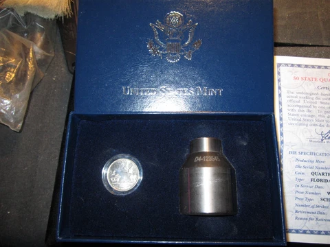 DEFACED US Mint Coin & Die Set  2004-D Florida Quarter w/ Box & COA Cover