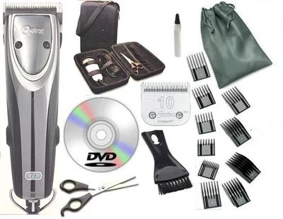 Oster A5 Outlaw 2-Speed Dog Animal Clipper Case,DVD,Shears #10 Blade+Combs Guide