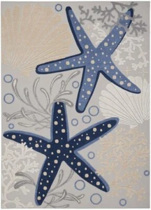 9' X 12' Blue and Gray Starfish Indoor Outdoor Area Rug - Picture 1 of 1