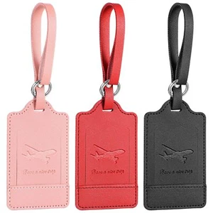 2Pack Luggage Tags for Suitcases Leather Name Travel Tags for Luggage ID Label - Picture 1 of 7