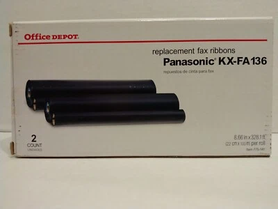 OFFICE DEPOT PANASONIC KX-FA 136 BLACK REPLACEMENT FAX RIBBON NEW 2 PACK - Изображение 1 из 4