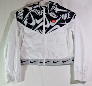Nike Girls Cropped Long Sleeve Black & White Zip Up Jacket Hoodie Youth Sz M - Picture 1 of 6