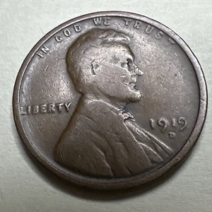 1919 D Lincoln Wheat Cent Penny 455X - Picture 1 of 3