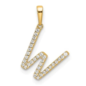 10k Yellow Gold Diamond Letter W Initial Pendant Gift for Mother - Picture 1 of 4