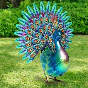 Metal Peacock Garden Decor Sculpture Yard Lawn Patio Art Home Statue Ornament - Picture 1 of 6