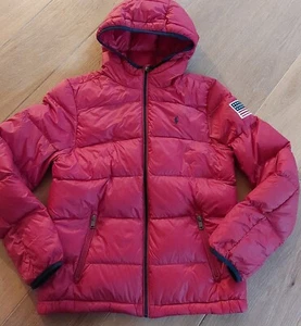 Polo Ralph Lauren Daunen Jacke Gr L 14-16 Jahre Steppjacke rot Kapuze, WINDJACKE - Bild 1 von 5