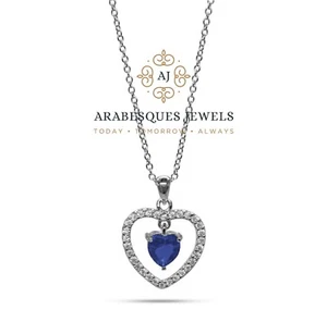 COLLAR COLGANTE DE PIEDRA DE NACIMIENTO CORAZÓN TANZANITA DICIEMBRE PARA DAMAS. PLATA ESTERLINA 925 - Imagen 1 de 2