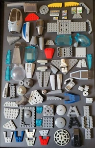 Lego Lot Wedges Wings Windshields Spaceship Cockpit plus 1 Space Minifigure - Picture 1 of 9