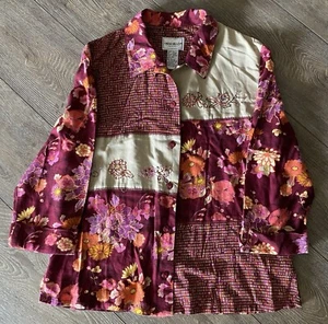Napa Valley Womens Patchwork Embroidered Button-Up Shirt Blouse Top Size PM - Picture 1 of 3