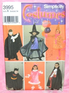 Uncut Simplicity Child Sz 3-8 Costumes Pattern 3995 Witch Vampire Batman Clown - Picture 1 of 2
