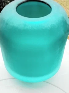 Turquoise art Glass vase or Candle holder. Slightly frosted (291) - Picture 1 of 6