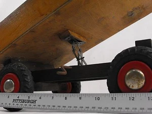 Mid Century Retro Wooden Wheeled Dumper Toy Working Cranking Hardware 0051010 - Picture 1 of 11