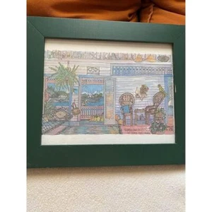 1988 signed watercolor print Florida beach house - Picture 1 of 5