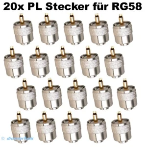 20x PL-259/6 PTFE Gold-Pin kurz PL-Stecker für RG-58U 6mm CB Funk Amateurfunk - Bild 1 von 1