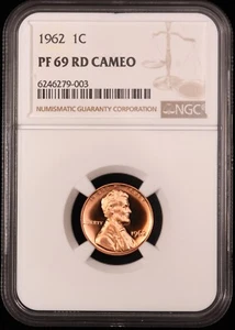 1962 Proof Lincoln Memorial Cent 1c NGC PF69 RD CAMEO - Picture 1 of 2