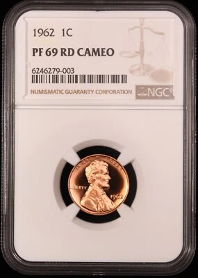 1962 Proof Lincoln Memorial Cent 1c NGC PF69 RD CAMEO - Image 1 of 2