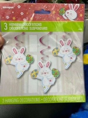 Easter Bunny Hanging Swirl Decorations Pack Of 3 One Size New!!! - Image 1 of 2