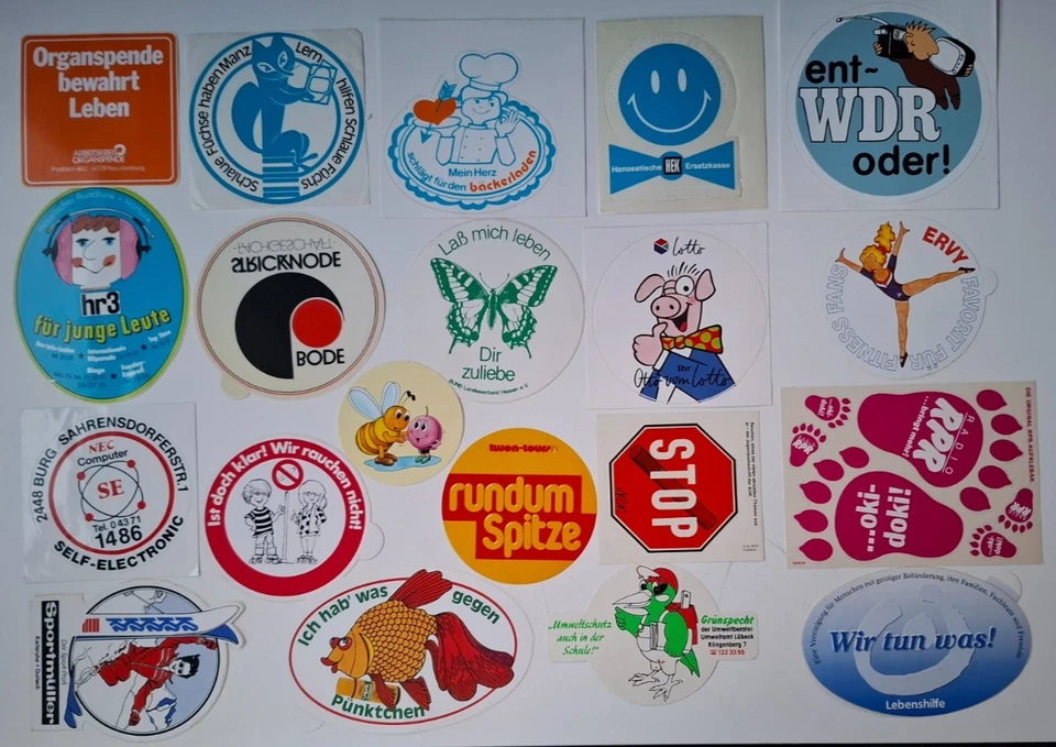 Aufkleber-Sammlung Werbeaufkleber Konvolut 80er/90er Sticker, 20 Stück - Bild 1 von 1