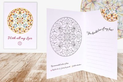 Hand Drowned Mandala Greeting Cards-High Quality Printing w/envelopes, pack of 4 - Image 1 of 4