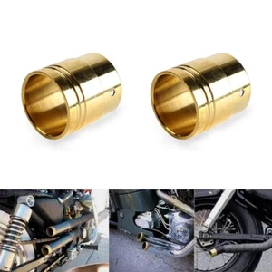 1 Pair 1-7/8" Exhaust Tip Emission Muffler Pipe End Cap Brass For Harley Custom - Picture 1 of 9
