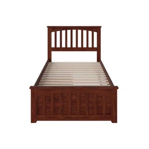 AFI Mission Solid Wood Twin XL Bed and Footboard with Storage Drawers in Walnut - Picture 1 of 7