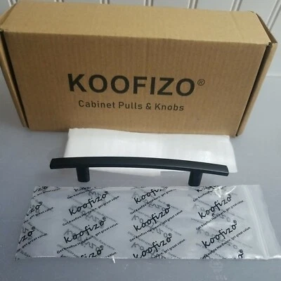 Puxador de armário de barra curva KOOFIZO - Cabo de arco preto para móveis, 3,8 polegadas/96 mm Scr - Imagem 1 de 4