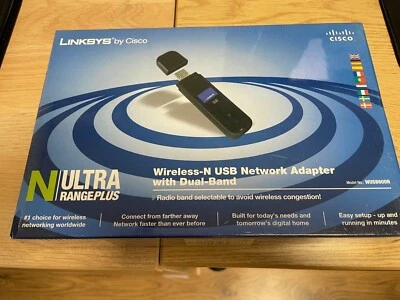 BRAND NEW! LINKSYS CISCO USB NETWORK ADAPTER WUSB600N WIRELESS-N DUAL-BAND - Image 1 of 2